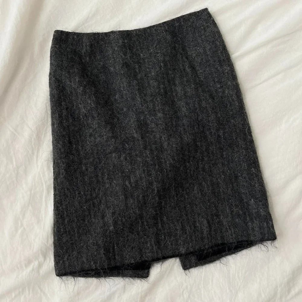 Prada wool mohair midi skirt in grey - Picture 1 of 4